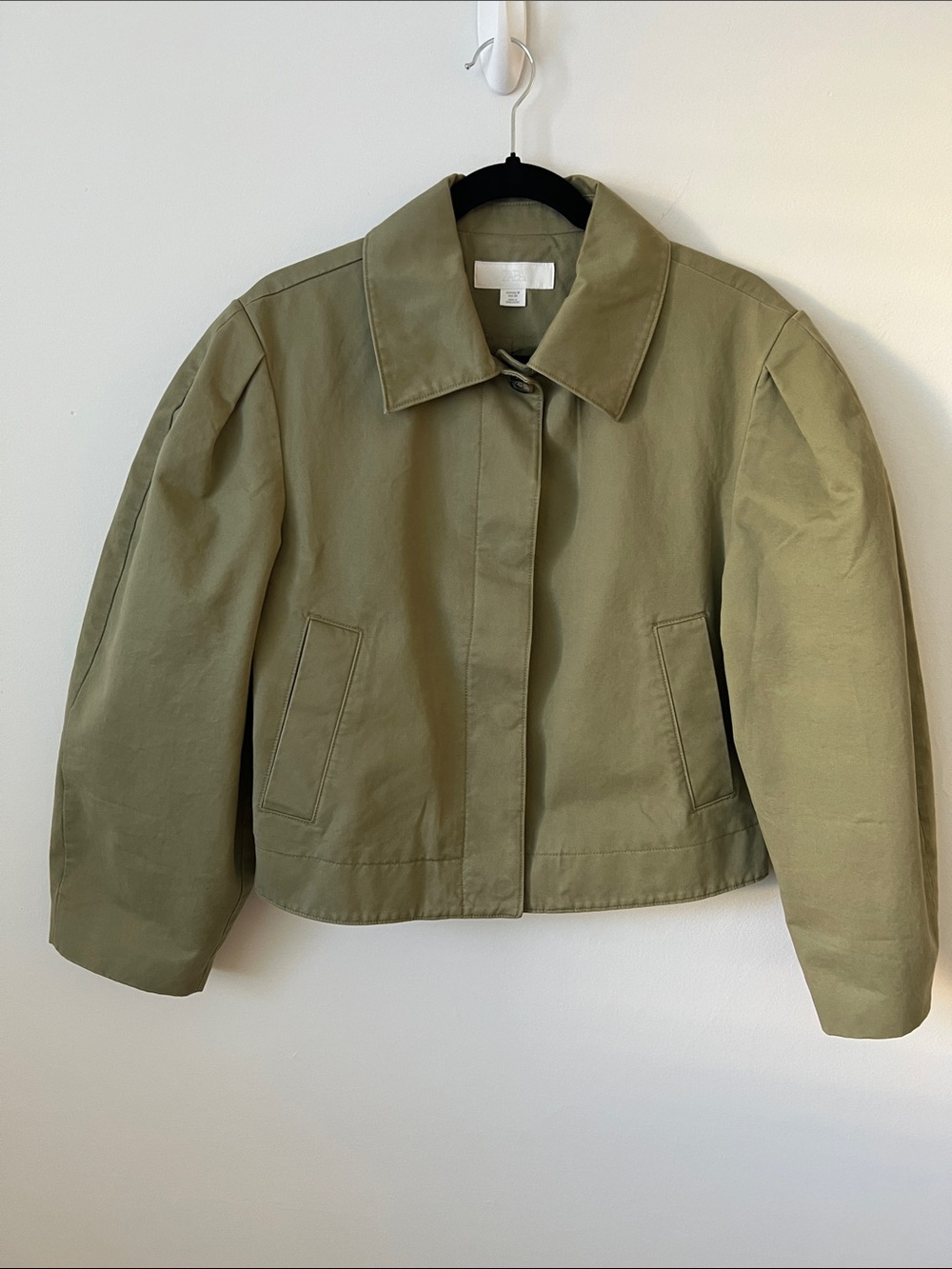 Zara Olive Green Cropped Utility Jacket